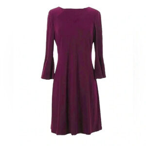 Tommy Hilfiger Bell Sleeve Stretch Purple Shift Knee Length Dress Womens large